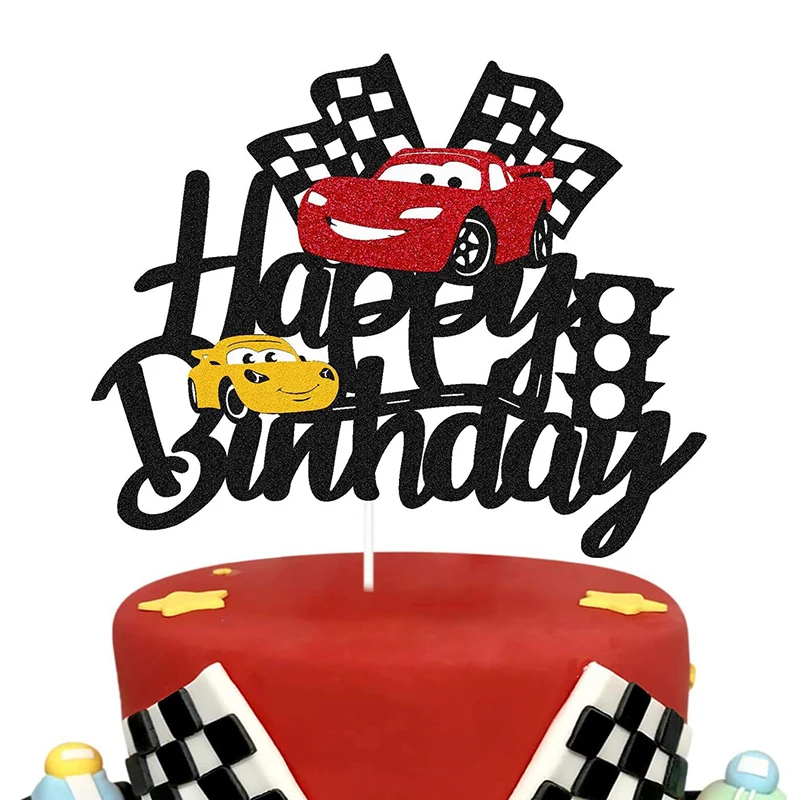 Décoration de gâteau d'anniversaire Disney McQueen Rains Cars pour enfants, joyeux anniversaire, fête préChristophe, cadeau de fête préChristophe, fournitures de jouets