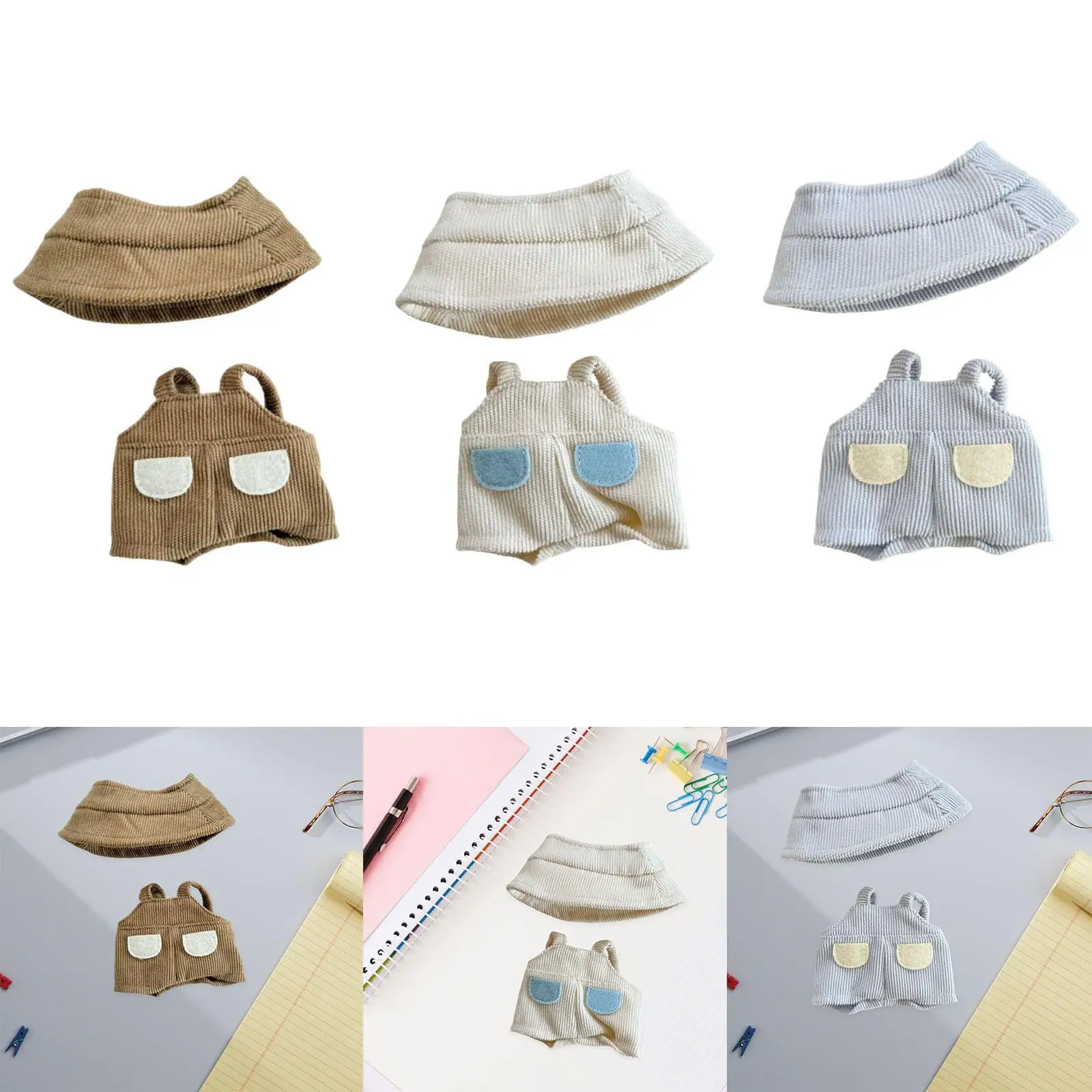 Pantalones de muñeca vestir con sombrero, accesorios de bricolaje, bonitos accesorios para fotos, ropa para muñeca de 5,91 pulgadas/6,69 pulgadas para niños