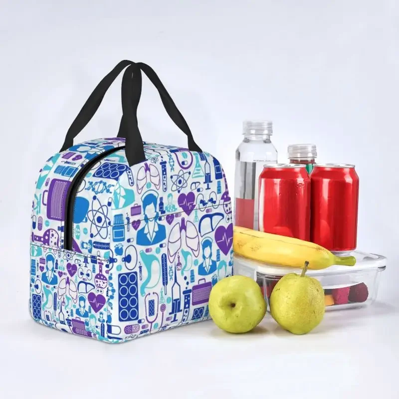 Cartoon Doctors Nurse Insulated Lunch Box Portable Warm Cooler Thermal Lunch Bag Kids School Picnic Food Container Tote Bags