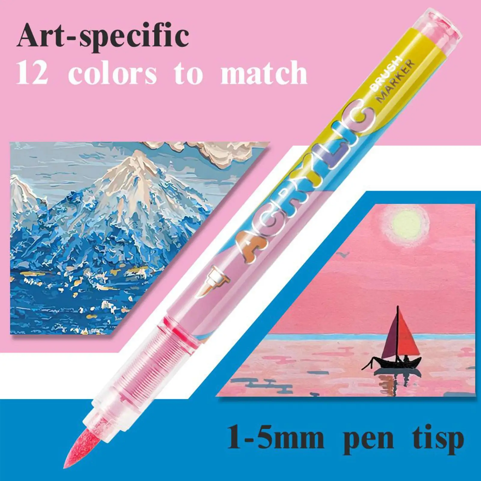 아크릴 페인트 마커 12색 세밀한 팁 영구적인 패브릭 컬러링 페인트 펜 성인 및 어린이용 패브릭 유리 세라믹 나무 캔버스용