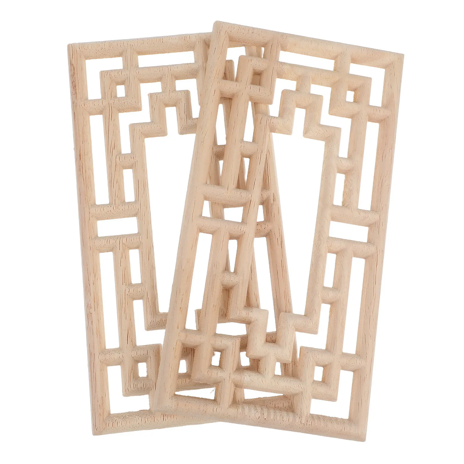 2Pcs European Style Wood Carved Appliques Unpainted Decorative Onlays for Furniture Doors Cabinets Beds Walls Enhancing Home