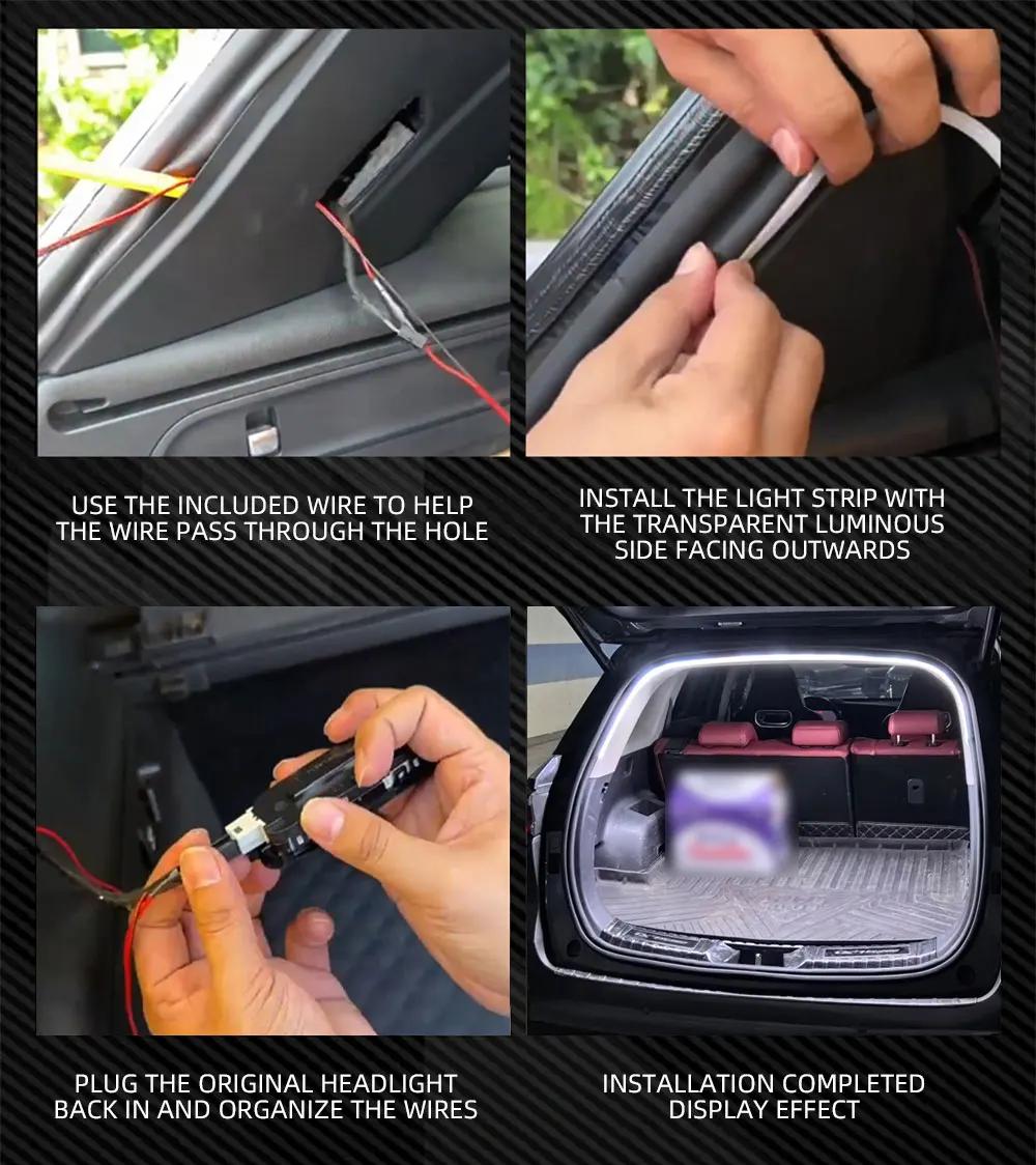 2m/4m Kofferraum-Lichtstreifen Flexibler Scan-Soft-LED-Lichtstreifen Versteckte Kofferraumlampe mit automatischer Induktion Universell für SUV MPV – Detail 19