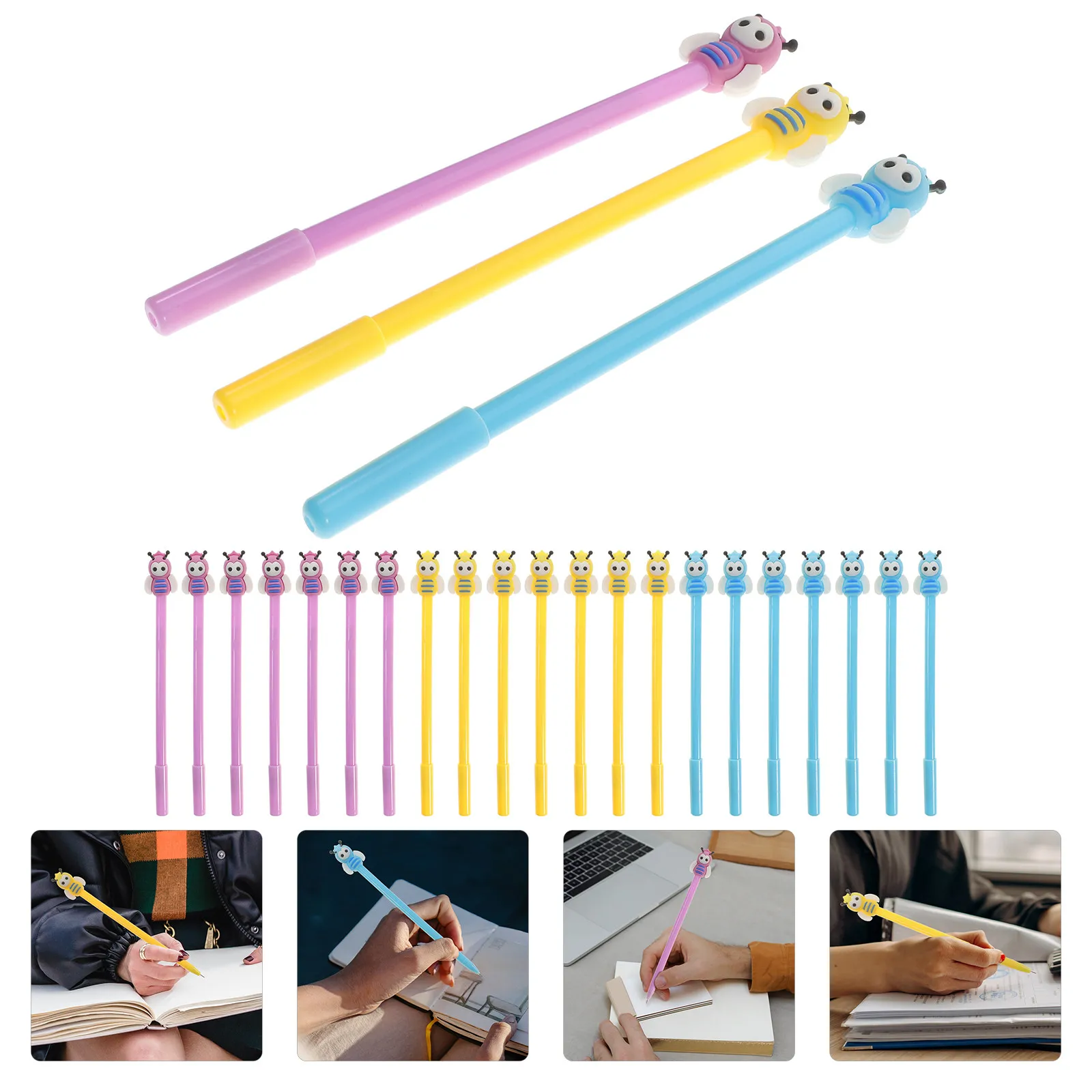 

20Pcs Plastic Gel Pen Cartoon Beef Pen Creative School Office Supplies for Students Smooth Comfortable Use