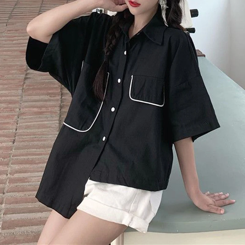 Large size white shirt, women's summer short sleeved shirt, irregular loose top  blouses for women fashion 2024