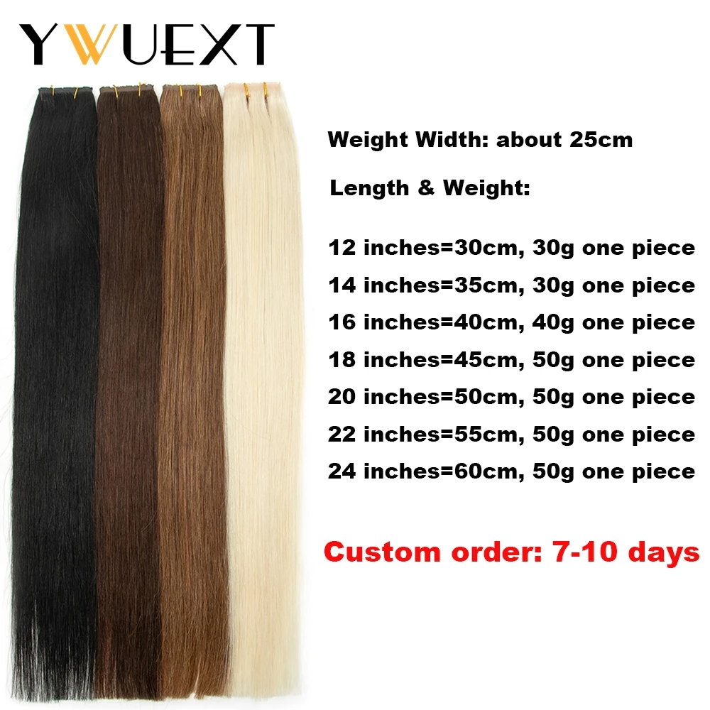 YWUEXT Invisible PU Hole Weft Real Human Hiar Twin Tabs 25cm Long No Glue Microlink Application 40-50g