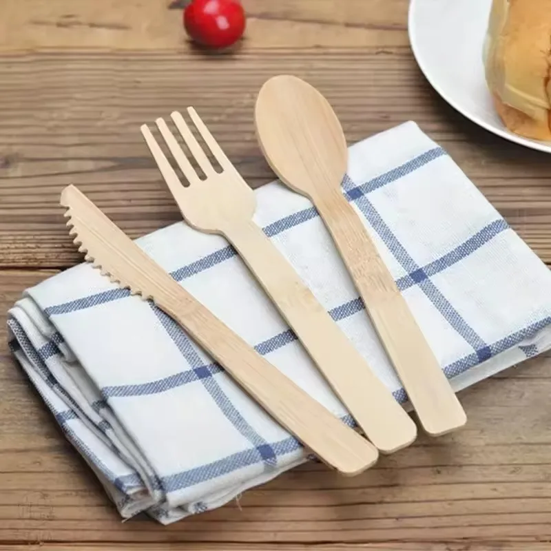 Picture 7: 50PCS Disposable Wooden Forks Spoons Knives Suitable for Dessert Ice Cream Fruit Tableware Kitchen Wedding Birthday Supplies