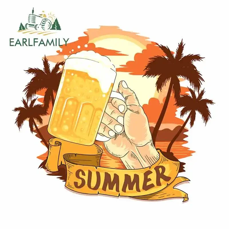 

EARLFAMILY 13 см x 11,1 см летние пивные кузова для автомобиля наклейки DIY бампер Креативная печать искусственные Ретро Декор для мотоцикла