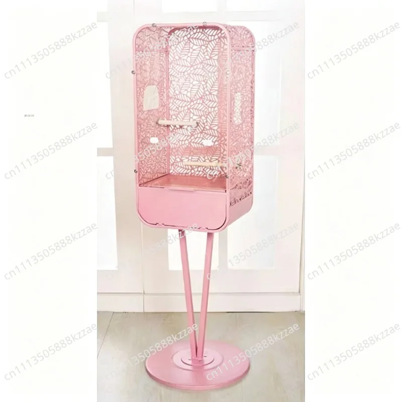 Acrylic Parrot Cage Large Mansion, Anti-Scatter View Habitat with Decoration for Cockatiel Budgie and Medium Birds