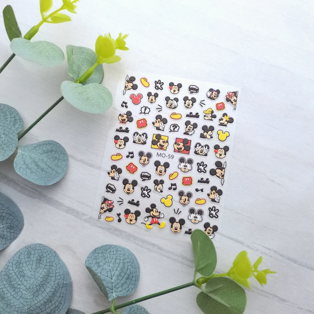 1 Vel Mickey Minnie Mouse Disney Nieuwe 5d Reliëf Nail Art Stickers Nagel Stickers Voor Manicure Fashion Design Diy Happy Accessoires