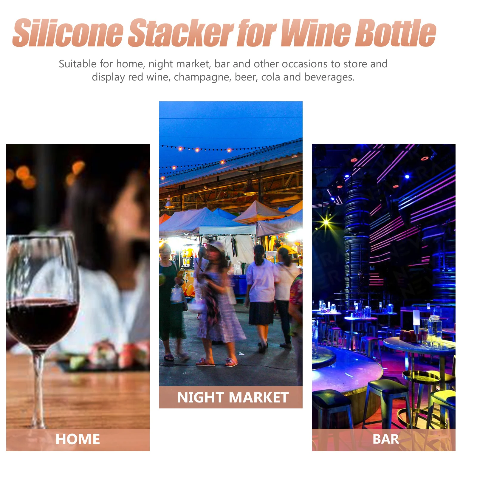 

1Pcs Silicone Wine Holder Foldable Wine Bottle Organizer Stackable Pyramid Style Slip Resistant Rack for Table