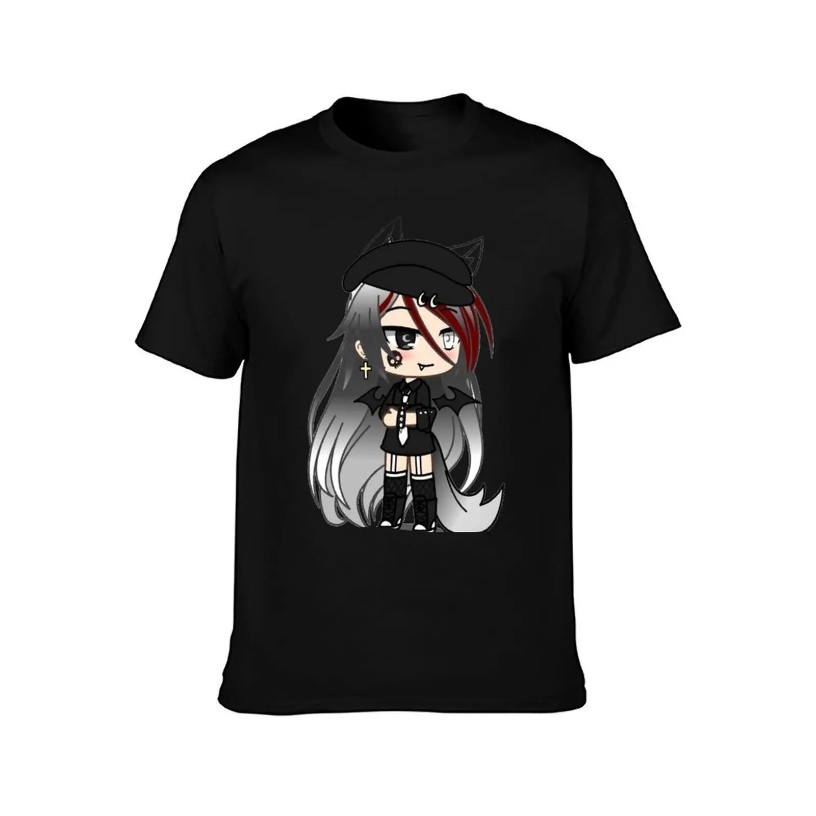 Gacha life socks T-Shirt, Summer Casual Cotton Tee, Oversized Streetwear Tops, Vintage Graphic Print, Loose Fit Short Sleeve
