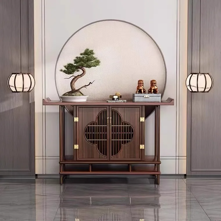 

New Chinese-style solid wood entrance Modern simple entrance Supply table Strip entry door End view table Ebony wood
