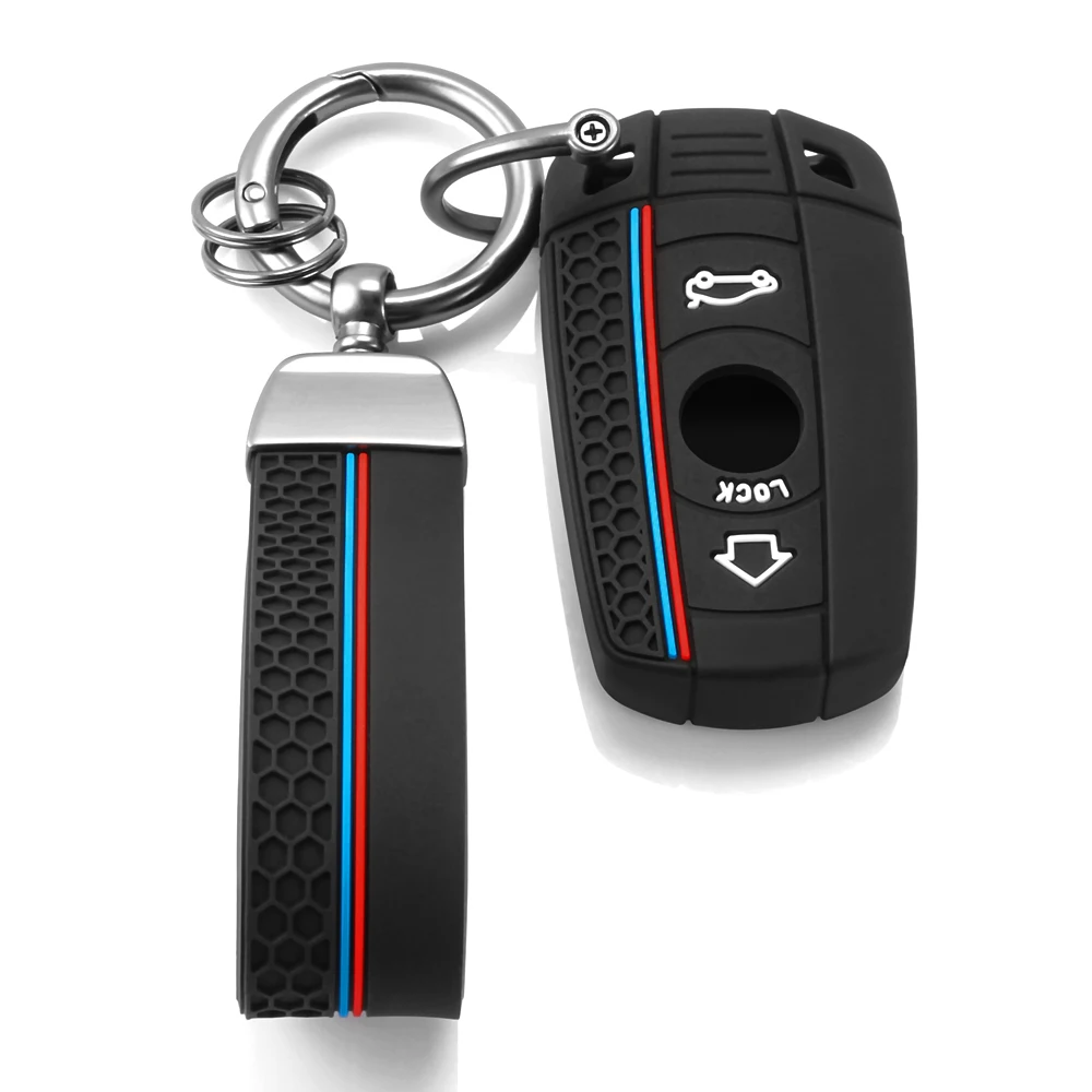 Silicone Car Key Case Key Chain For BMW E60 E61 E70 E81 E87 E90 E91 E92 X1 X5 X3 1 3 5 6 Series Z4 Keychain Accessories