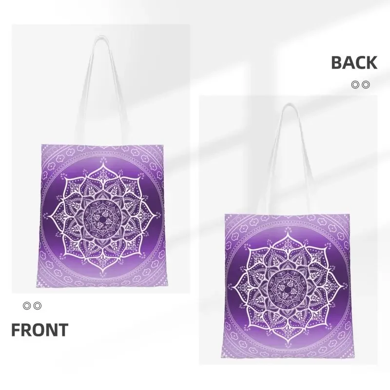 Violet Spirit Mandala Groceries Shopping Bag Cute Printed Canvas Shopper Tote Shoulder Bags Meditation Mandala Handbag