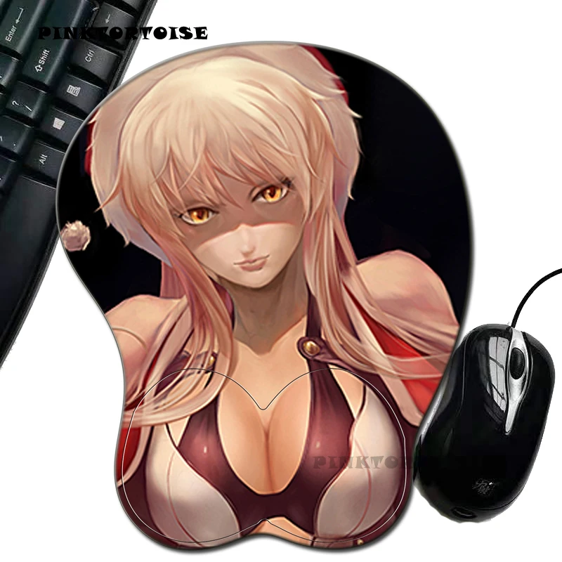 

PINKTORTOISE Ryoko Sakaki Sexy Girl 3D Boobs Gaming Mouse pads with Silicone Gel Wrist Rest Mousepad Mat for LOLCSGO