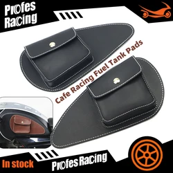 Motorcycle Universal Cafe Racing Retro Fuel Tank Pads Storage Bag Side Leather Stickers Knee Guards Retro Side Plates