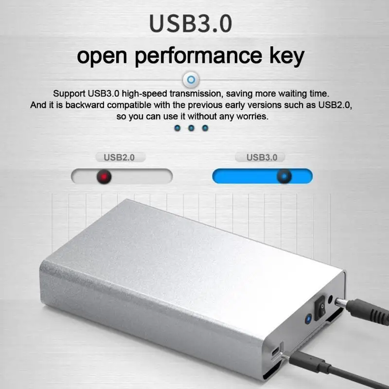 

652F Blueendless 3.5'' HDD for Case USB3.0 /TypeC External SSD Box Enclosure 5Gb