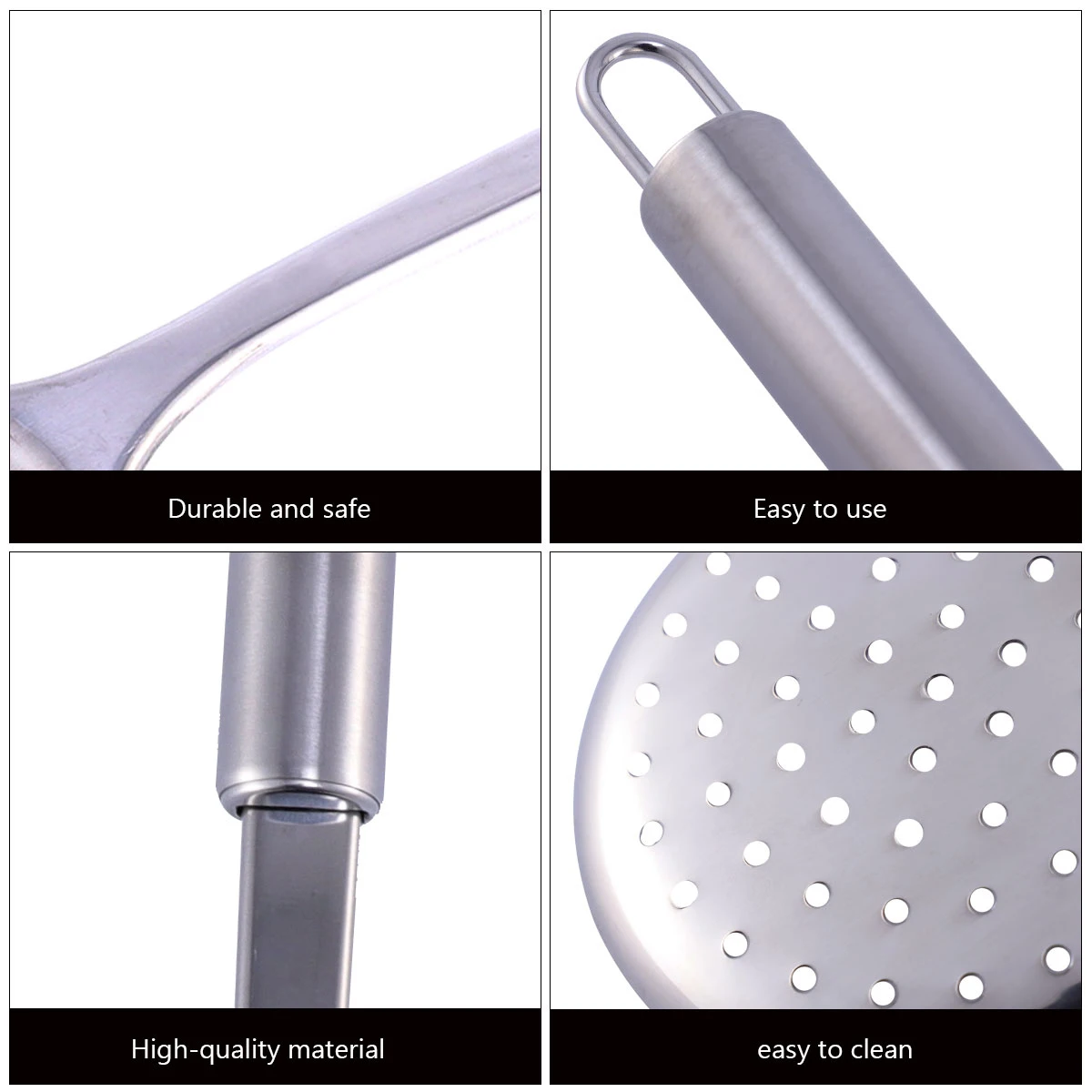 

1 pc Stainless Steel Colander Scoop High-Density Fine Mesh Slotted Spoon Heat Resistant Kitchen Utensil For Oil Filtration