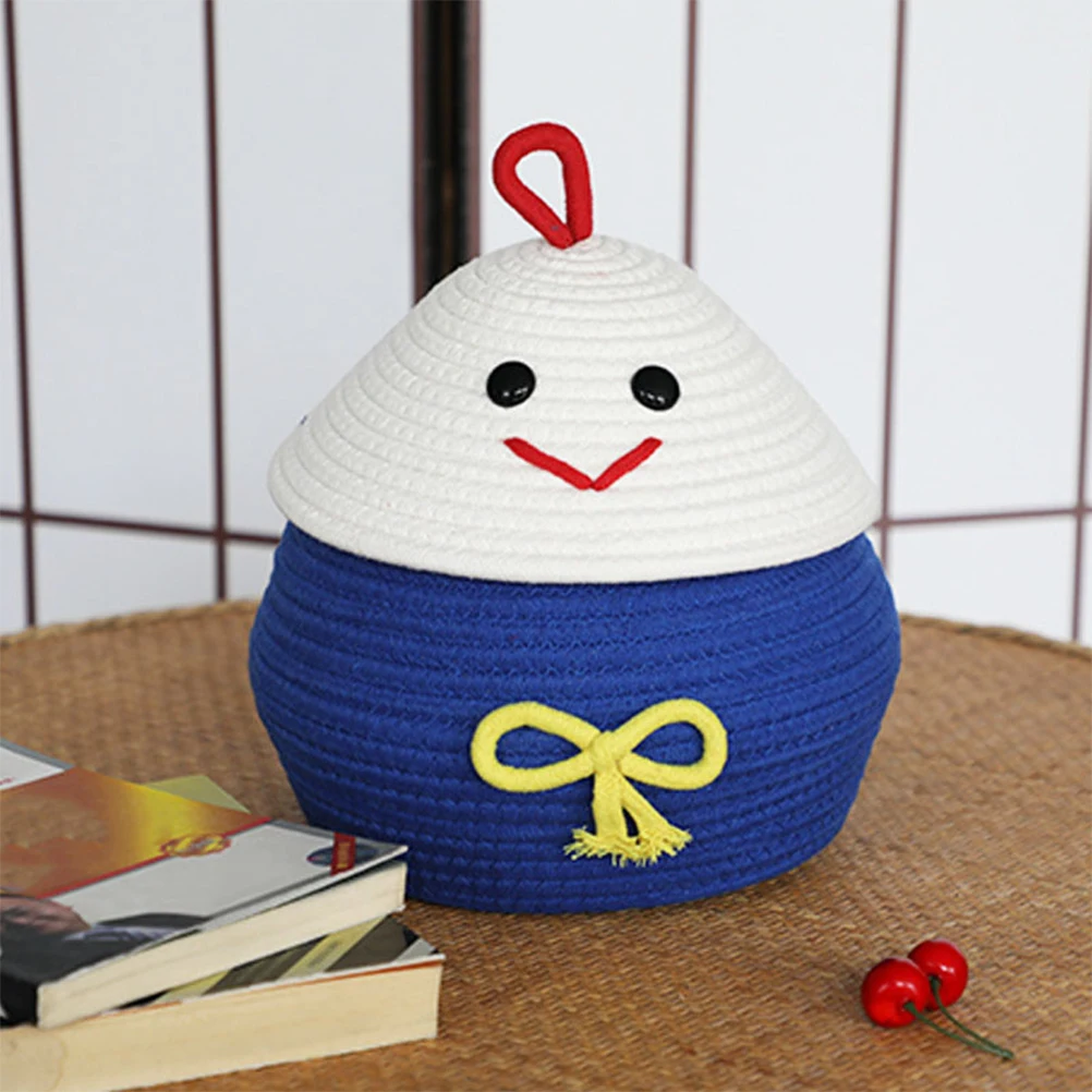

Cotton Rope Storage Basket Cartoon Woven Hamper Portable Sundries Organizer Home Decor Bedroom Bathroom Laundry Room Toy