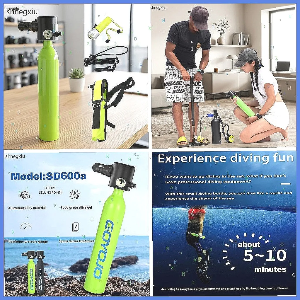 

Mini Scuba Tank 0.5L Refillable Oxygen Cylinder, 5-10 Min Underwater Dive Gear for Swimming & Snorkeling