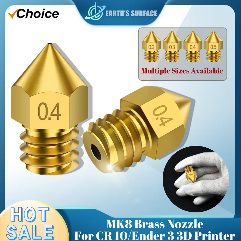 

3D Printer Parts 5/10pcs MK8 Nozzle 0.2/0.4/0.5/0.6mm-1.75mm Brass Nozzle For CR 10/Ender 3 3D Printer Extruder Nozzles