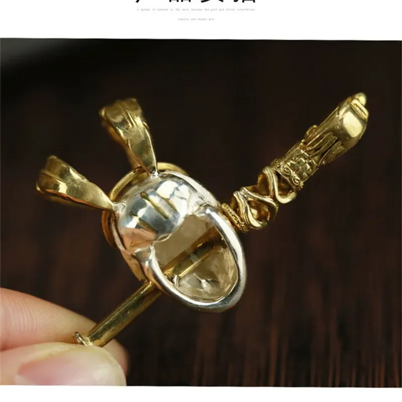 Chinese Twotone One Eyed Sun Wukong Golden Hoop Staff Skeleton Pendant Men The Most Eye-catching Jewelry At Rock Hip-hop Parties