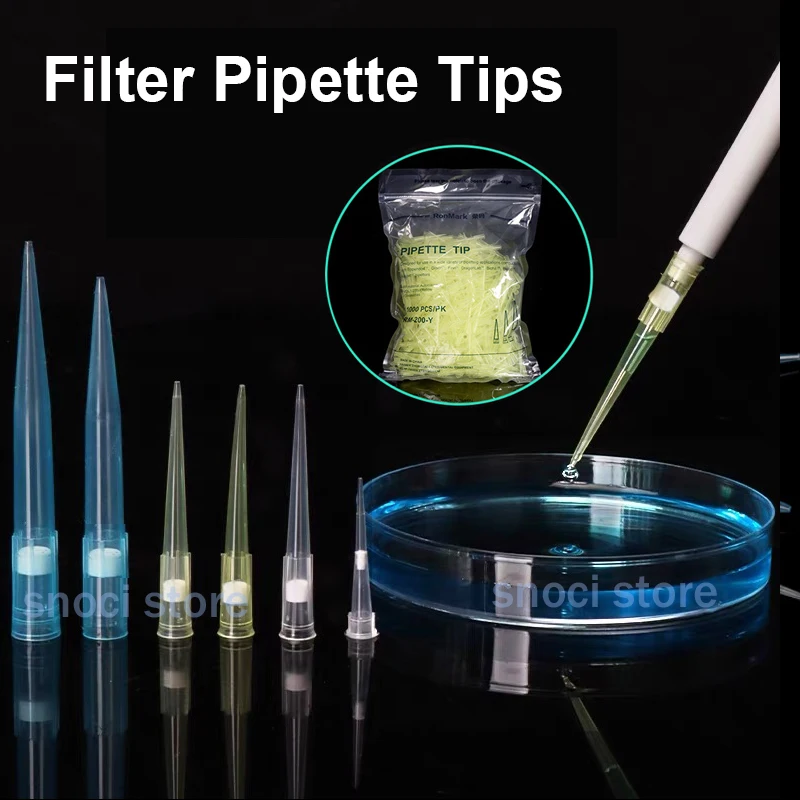10ul~1000ul Universal Sterile Filter Pipette Tips Aerosol Barrier Pipette Tip Pipette Tips  with Filter Element Transparent Tips