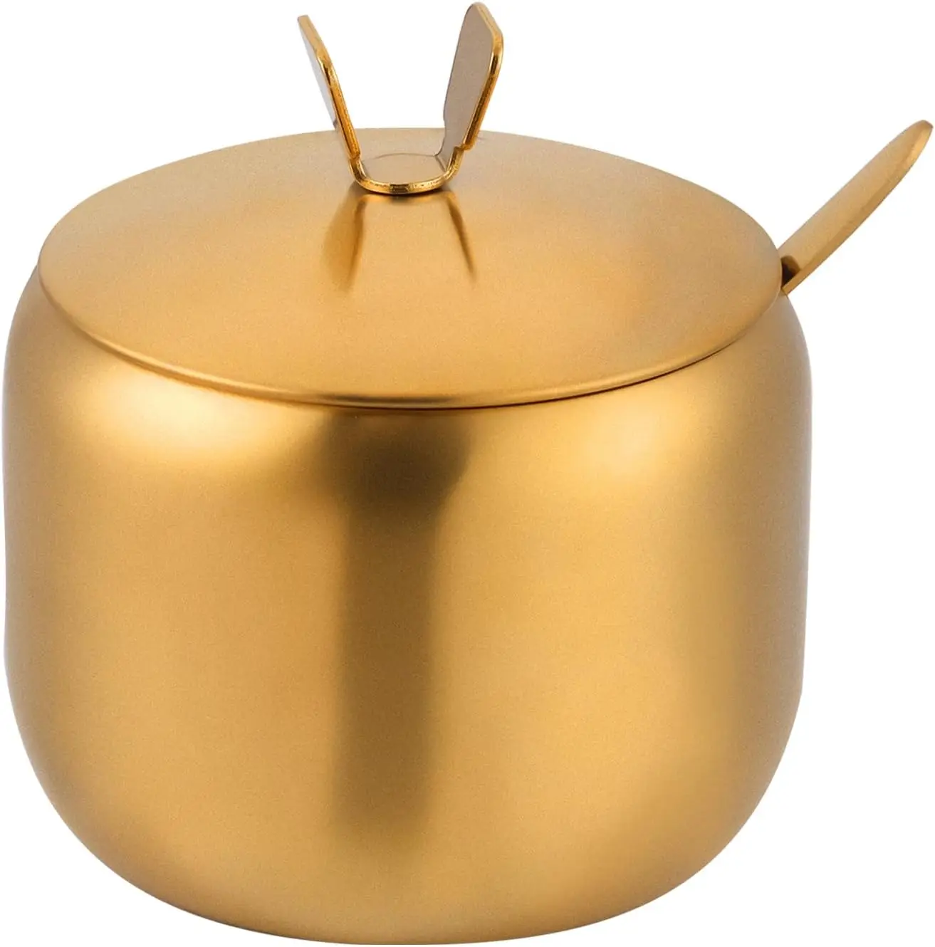 

Gold Stainless Steel Sugar Bowl with Lid and Spoon, 10oz for Kitchen Seasoning Storage