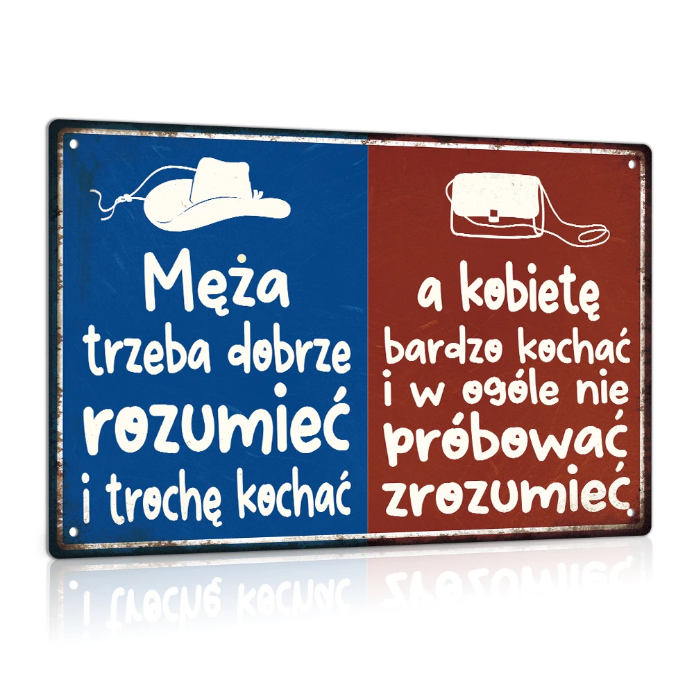Putuo Decor 1pc Polish Funny Sarcastic Quote Vintage Metal Tin Sign, Męża trzeba dobrze rozumieć, Wall Art Decor for Home, Gift