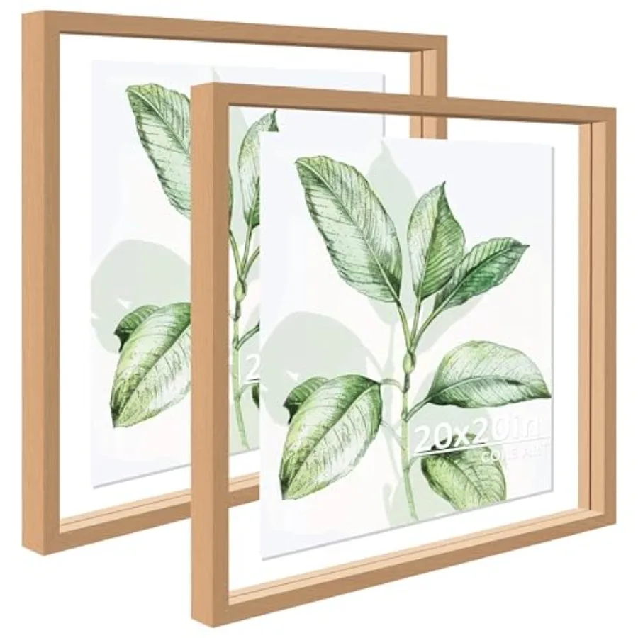 

20x20 Floating Picture Frame Set of 2, Double Plexglass Floating Frame for 16x16, 8x10 Pictures, Wall or Tabletop Display