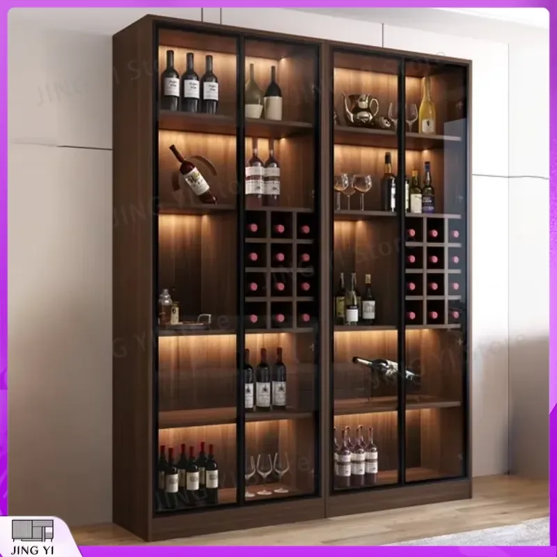 Modern Solid Wood Wine Cabinet with Temperature Control for Home Bar Restaurant Winery Display Storage Cooling Unit