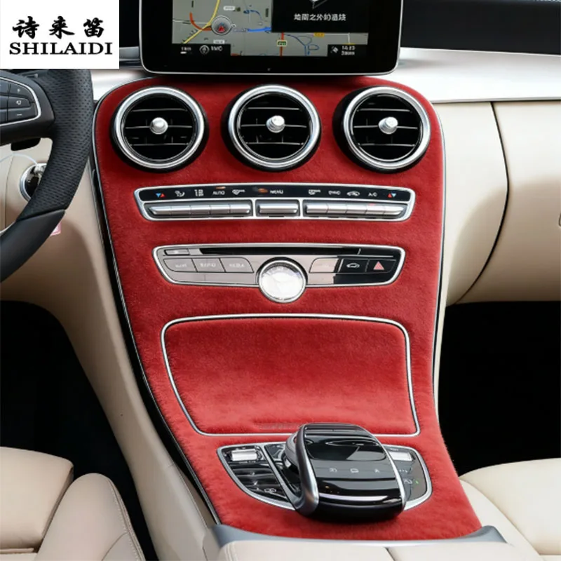 

Suede leather For Mercedes Benz C Class W205 W206 2007-2026 Car water cup Gear Shift Panel Center Console Armrest Cover Sticker