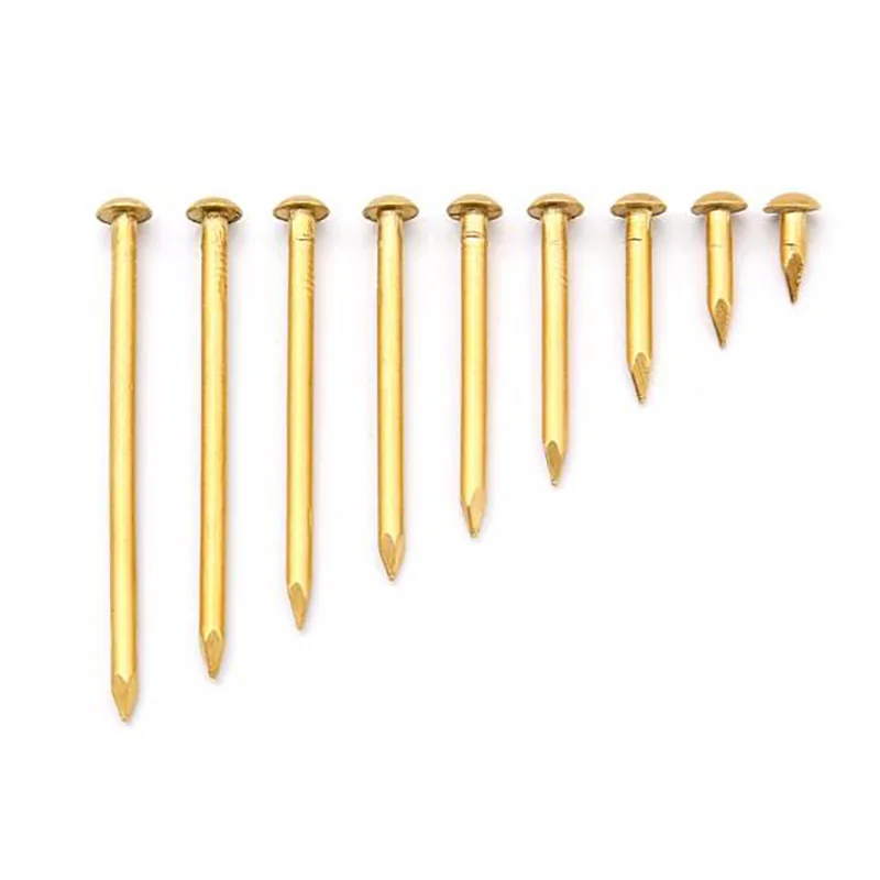 Pure Small Mini Brass Round Head Nail for Furniture Hinge Drum Jewelry Chest Box