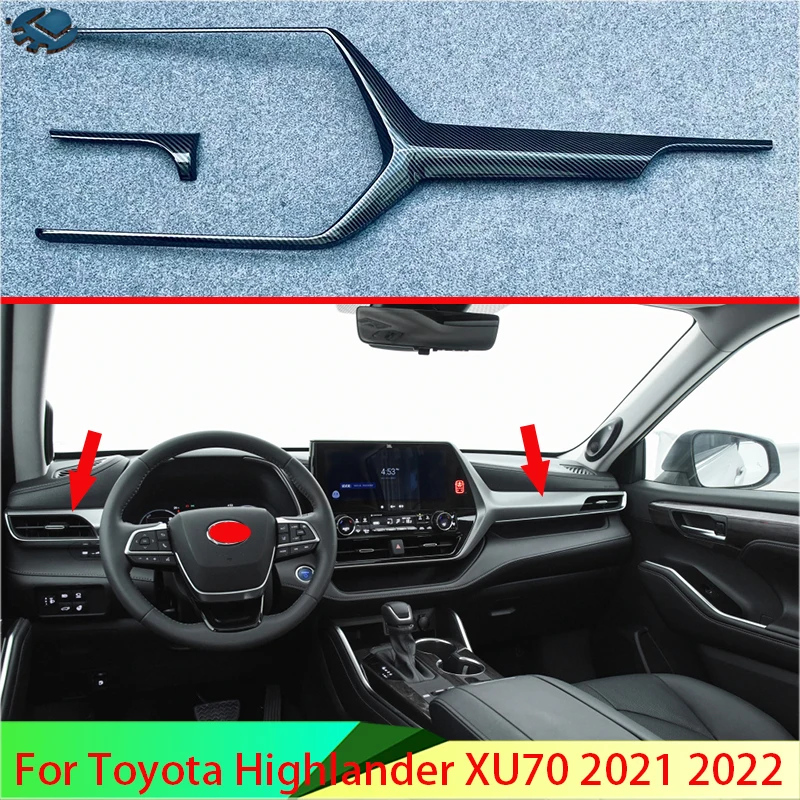 For Toyota Highlander XU70 2021 2022 Car Accessories Carbon Fiber Style Center console Interior Instrument Panel Around trim