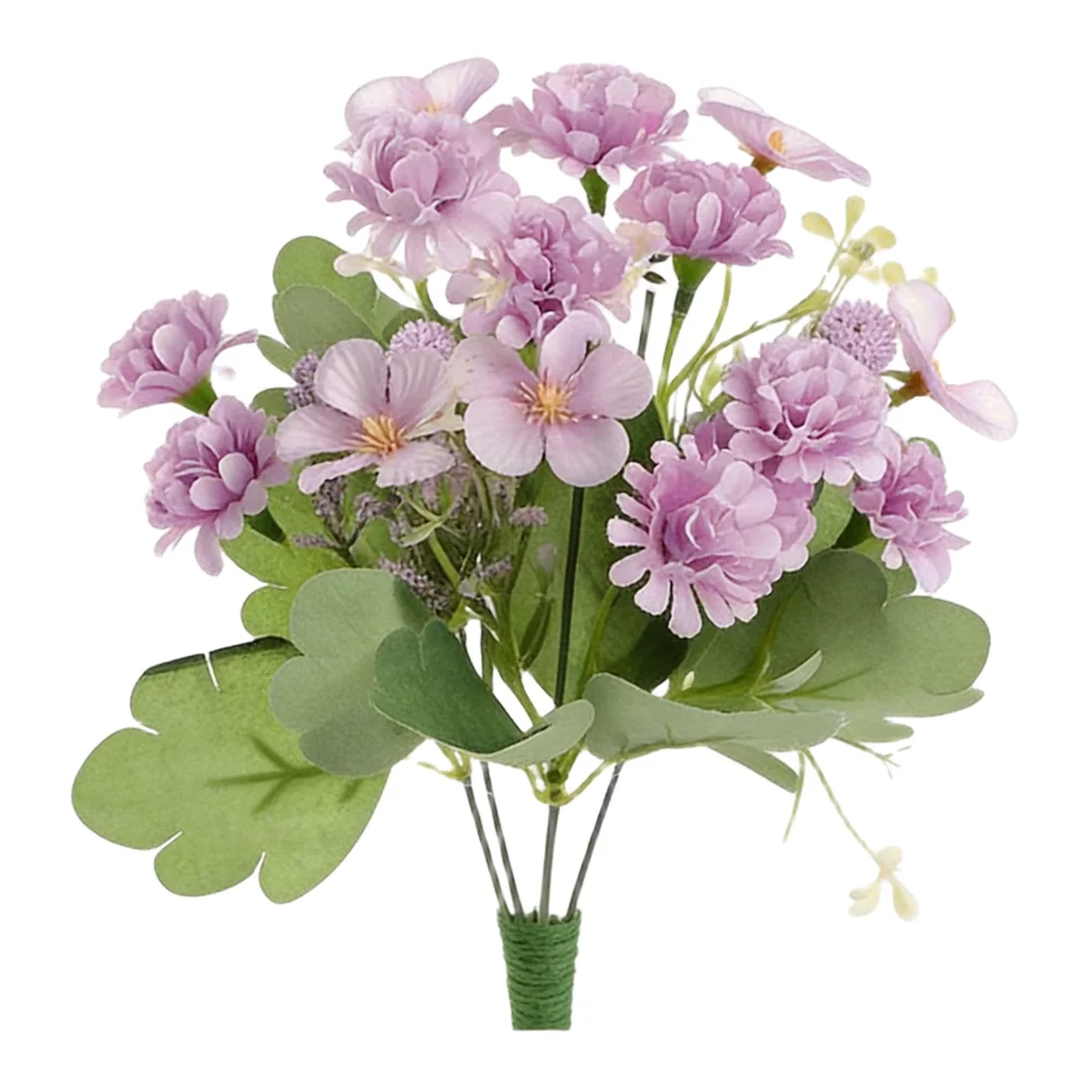 Artificial Bouquet Silk Flower Bouquet Natural Look Rounded Chrysanthemum Shape Pre-arranged Bouquet Realistic Silk Flowers
