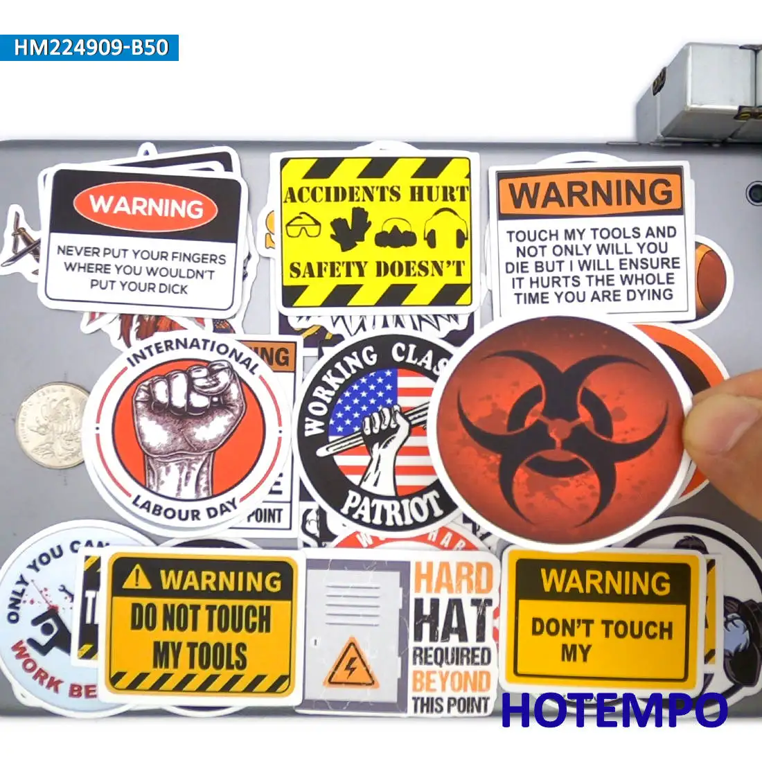 20/30/50Pieces Warning Sticker Set, Safety Caution Danger Stop Tip, for Toolbox Helmet Laptop Phone Car Decorative Stickers Pack