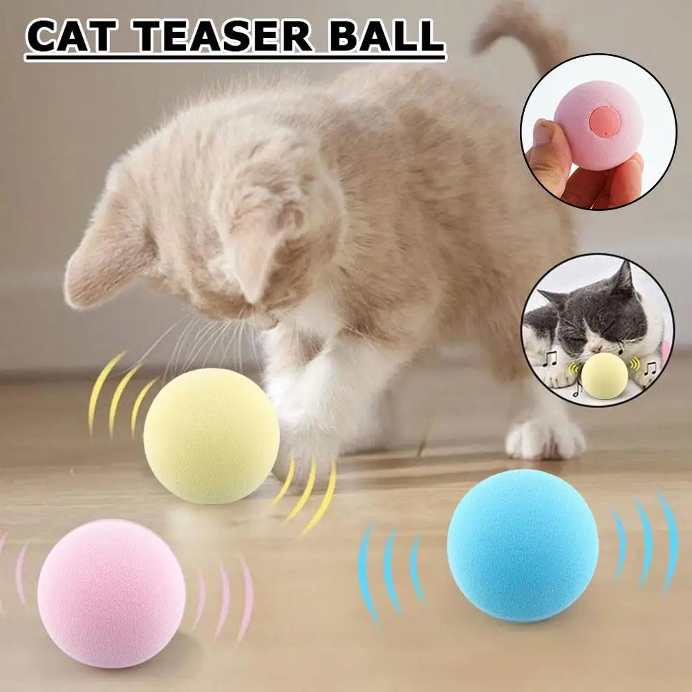 Smart Cat Toys Interactive Ball Plush Electric Catnip Ball Squeak Sounding Cat Toy Supply Toy Training Pet Kitten Product I2S5