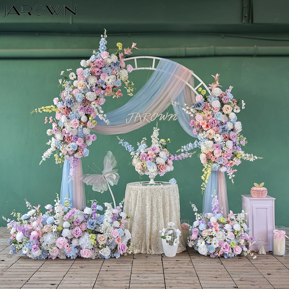 Arreglo floral de Delphinium de rosa artificial púrpura, rosa, azul, personalizado, para telón de fondo de boda y todo tipo de decoraciones para fiestas J2913