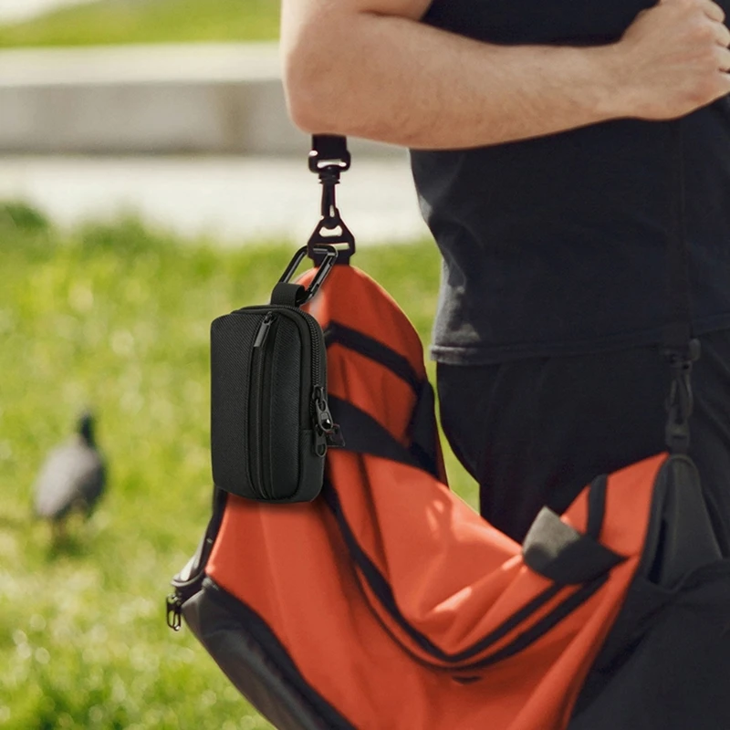 Q81F อัพเกรดกระเป๋าถือไนลอนกระเป๋าเดินทางขนาดเล็กจัดระเบียบกระเป๋าที่ใส่อุปกรณ์เสียงมัลติฟังก์ชั่นพร้อมช่องสองช่องสำหรับ