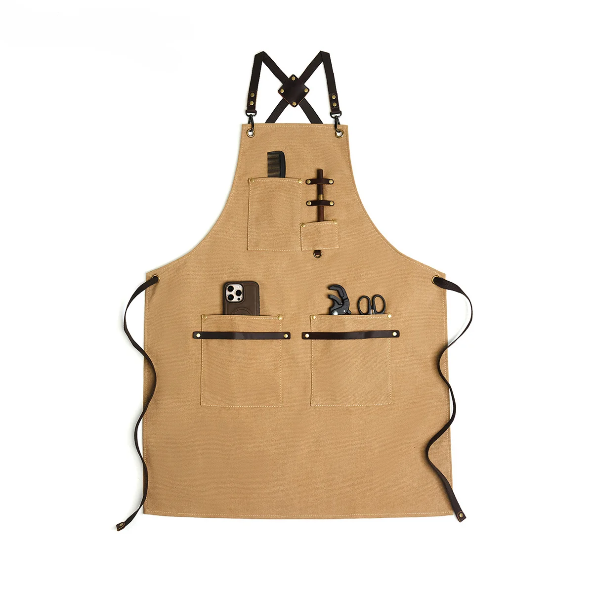 

Personalized Work Apron With Logo For Barista Chef Baker Vintage Style Canvas Craft Apron