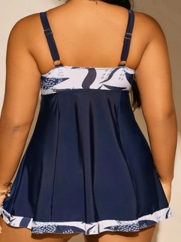 2026 New Style Printed Large Size Separate Swimsuit - Conservative Tankini for Beach and Spa Wearing Women
