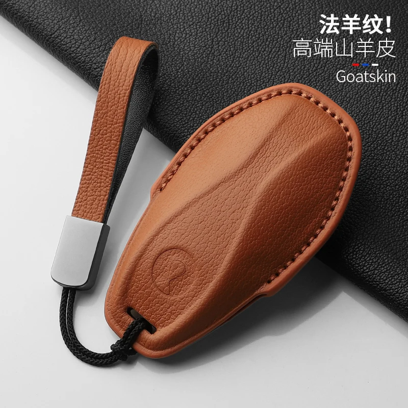 All inclusive leather key case box For DENZA N9 Z9 GT Male and female car remote keychain protective case