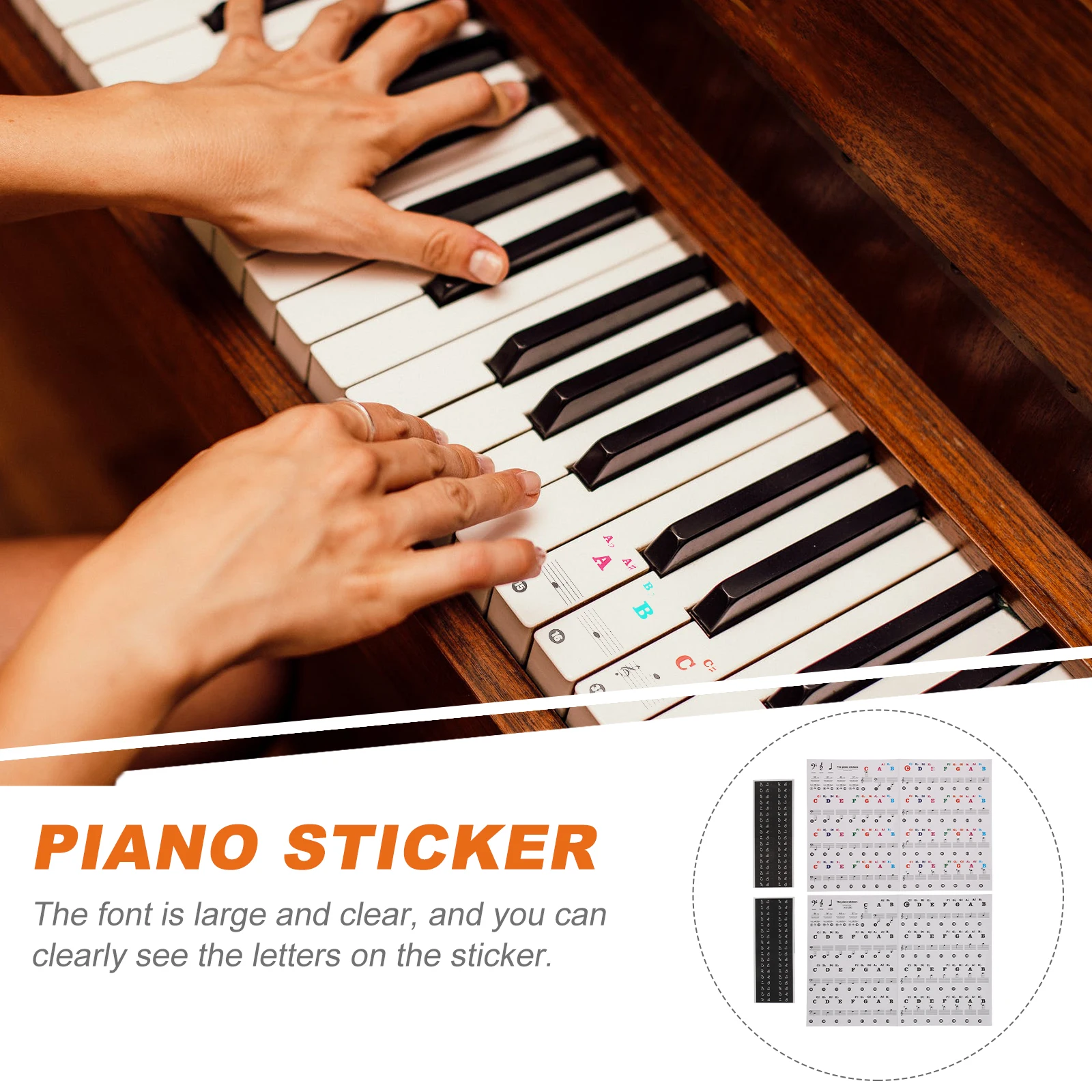 

2 Pcs Piano Keyboard Sticker Introductory Labels Transparent Pvc Beginner Decal