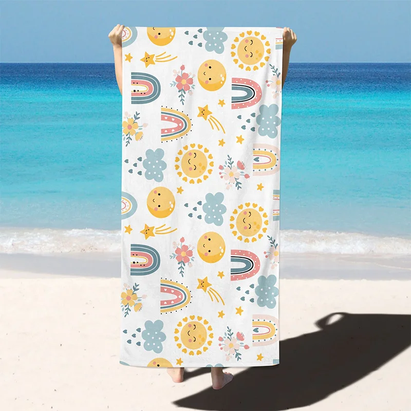 

Beach Towel Sun & Rainbow Beach Towel Patterned Sunscreen And Windproof Suitable For Swimming Pool Camping Travel Blanket
