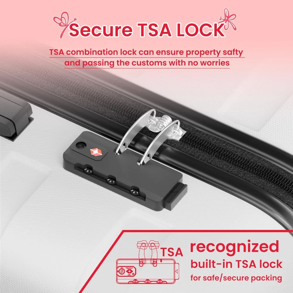 Juego de maletas rígida ABS liviana con 4 ruedas giratorias, cerradura TSA y equipaje de viaje de 3 piezas para una fácil movilidad