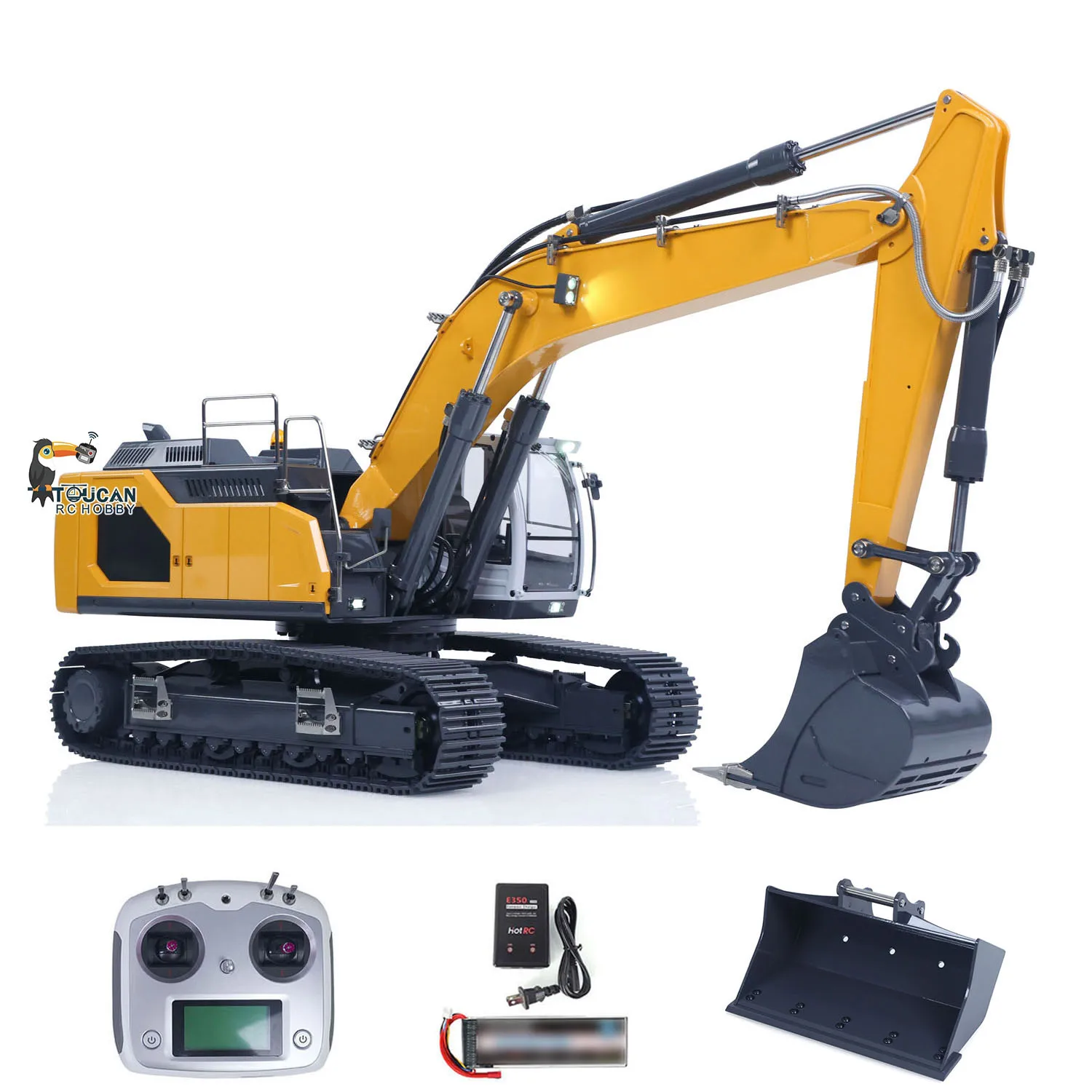 

US Stock 1/14 XDRC 945 Hydraulic RC Excavator RTR Radio Control Construction Truck Rotating Light Finished Electric Car Model