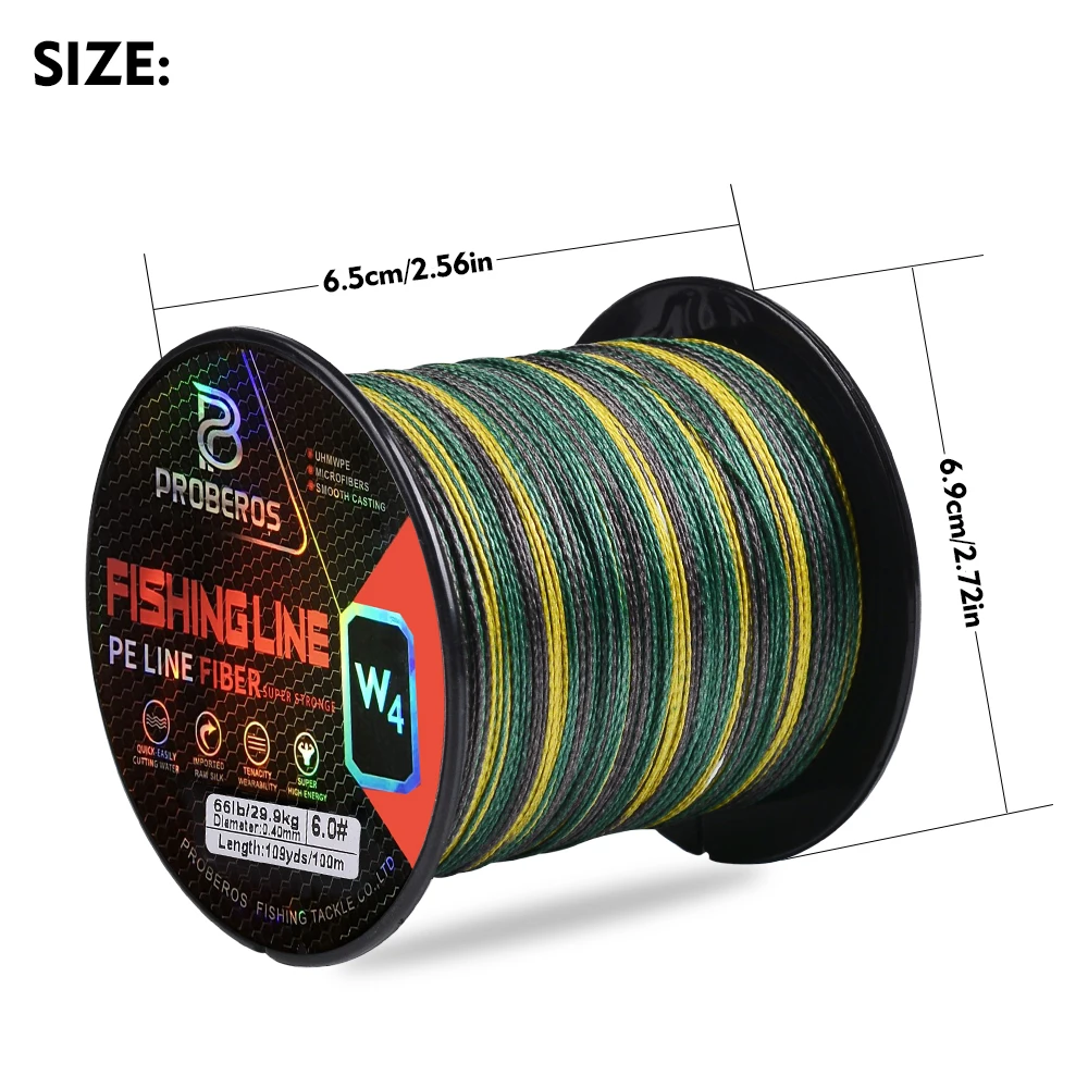 Angelschnur mit 4 Zöpfen, 109 YDS, bunte Webschnur, 18 lb-66 lb, glatte, kabelgebundene PE-Schnur zum Barsch- und Hechtangeln – Detail 6