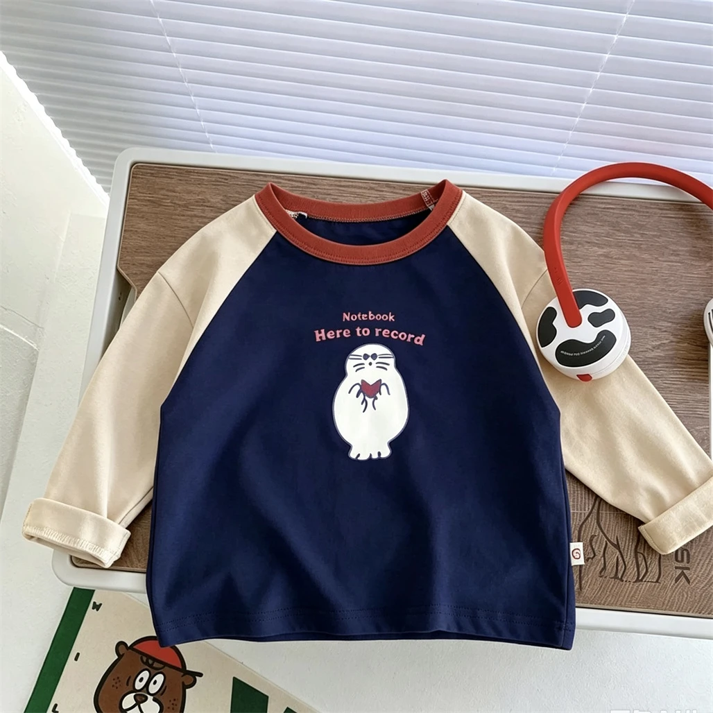 Kindermode Freizeitkleidung Frühling Herbst Kleidung Raglan T-Shirt Jungen Mädchen Rundhals-Unterhemd Dünne Baumwolle Weiches Tragegefühl – Detail 3