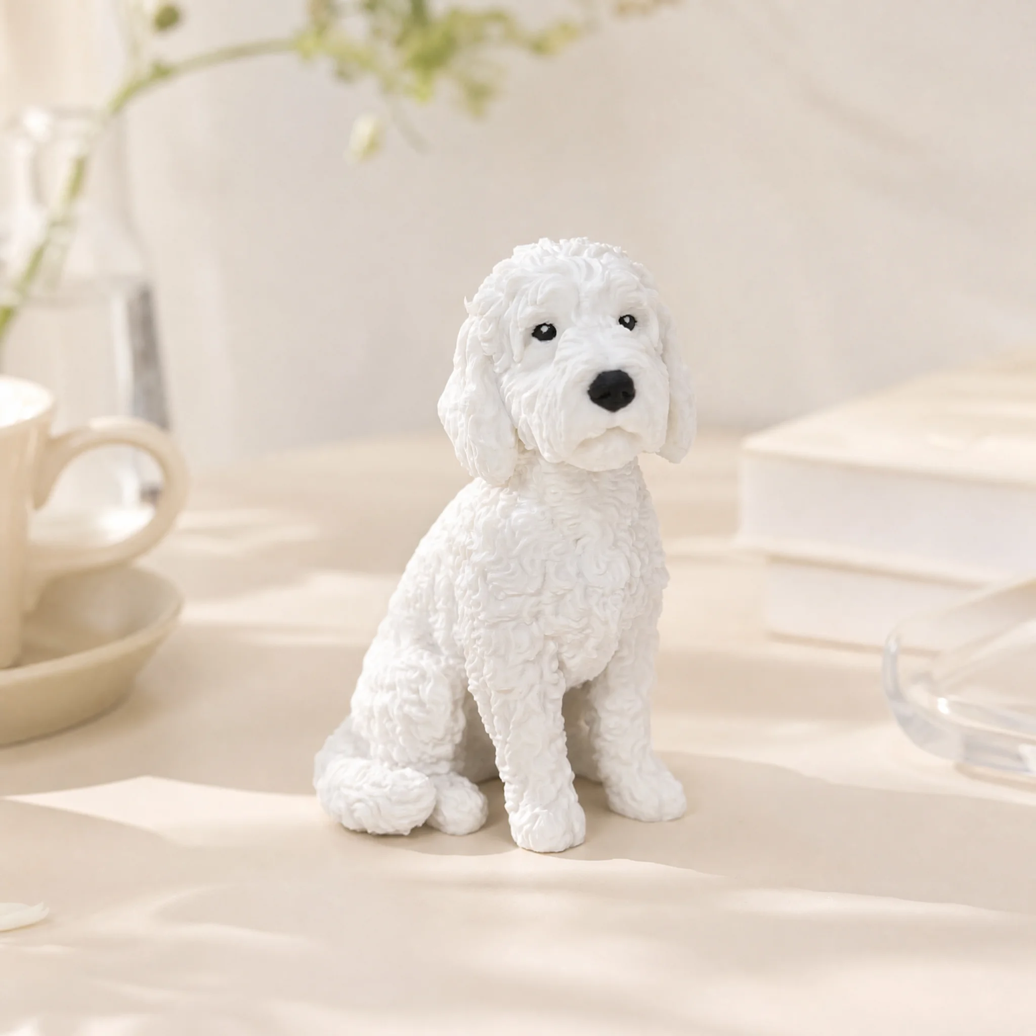 3D Printed Labradoodle Figurine, Realistic Dog Desk Decor, Miniature Pet Statue for Dog Lovers, 2 Colors Available