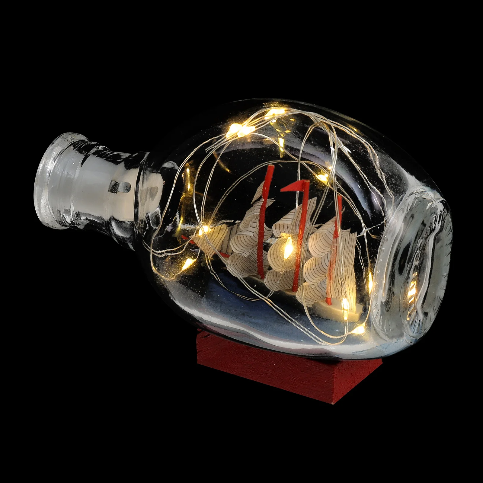 

Retro Sailing Boat Decor Miniature Glass Bottle nament Blue Nautical Style Sailboat Model Glowing Desktop Home Art Craft
